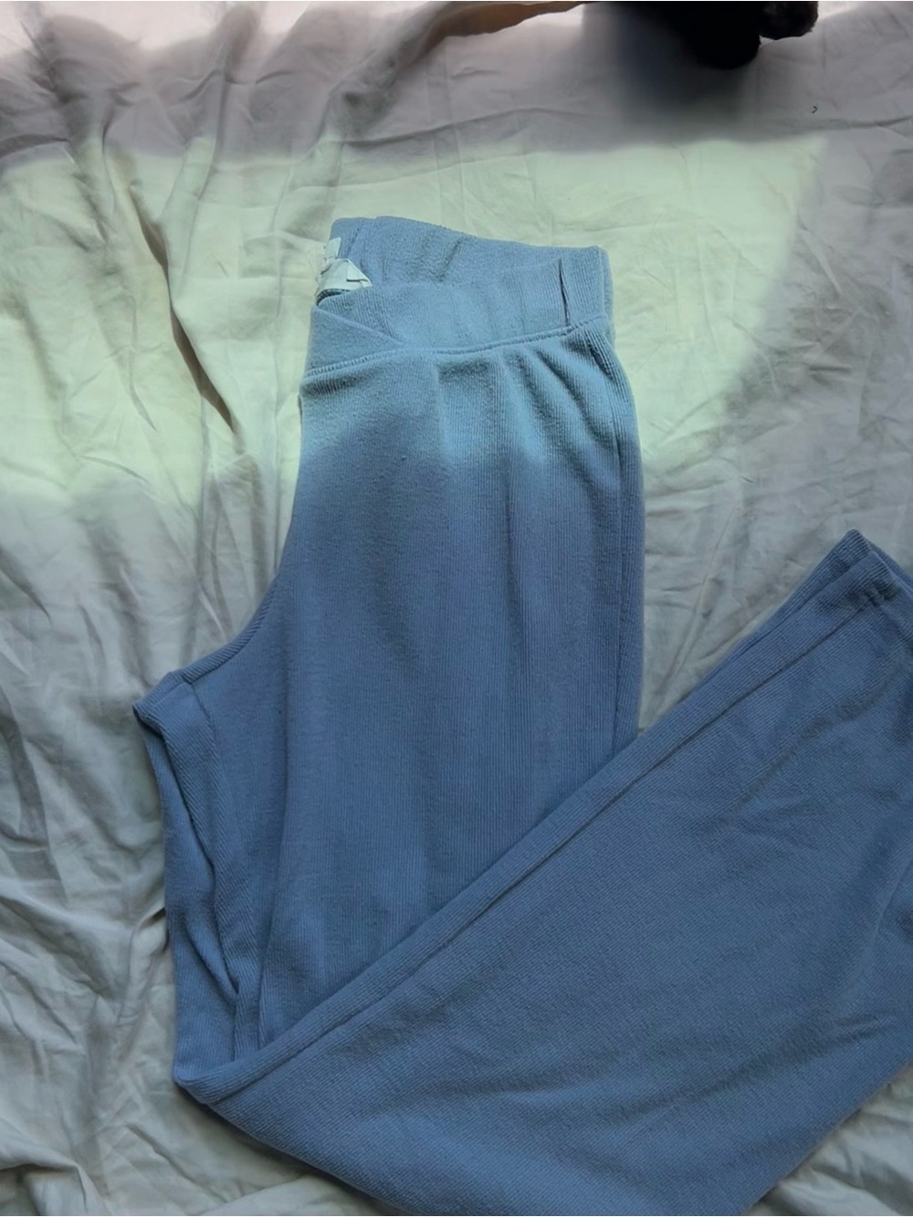 Wild Sky Light Blue Ribbed Lounge Top